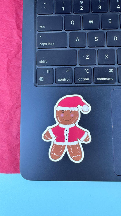 Gingerbread Man Santa Sticker | Hand Drawn Christmas Sticker | Holiday Vinyl Sticker | Laminated | Winter Planner & Gift Sticker