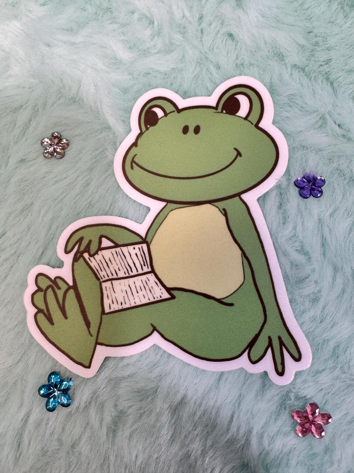 Relaxing Reading Frog Sticker | Vinyl Decal