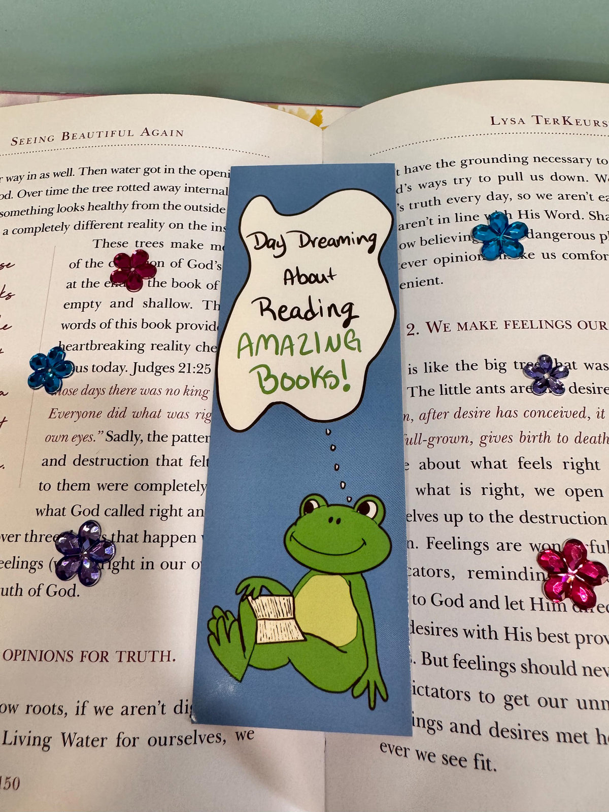 Frog Bookmark | Book Lover & Dreamer | Laminated 2 × 6