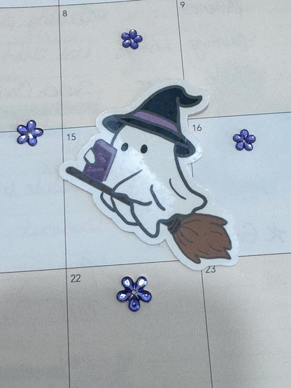 Reading Ghost Holographic Sticker | Bookish Halloween Sticker
