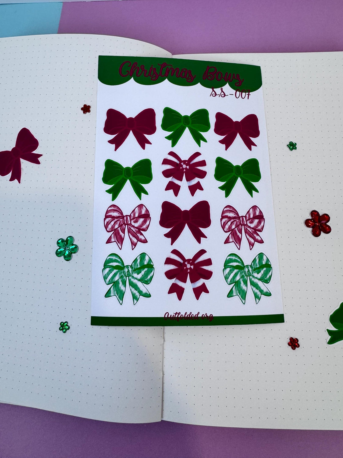 Pretty Bows Sticker Sheet | Christmas Planner Stickers