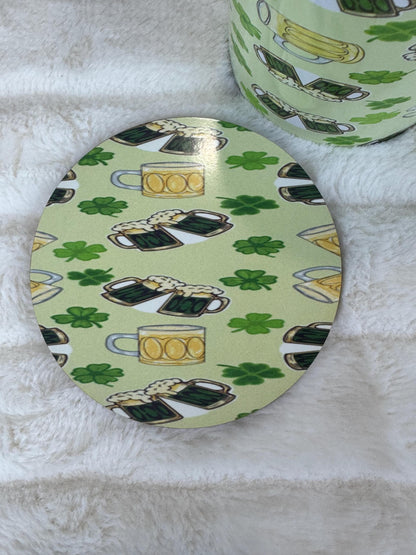 St. Patrick's Day Beer and Shamrock Coaster