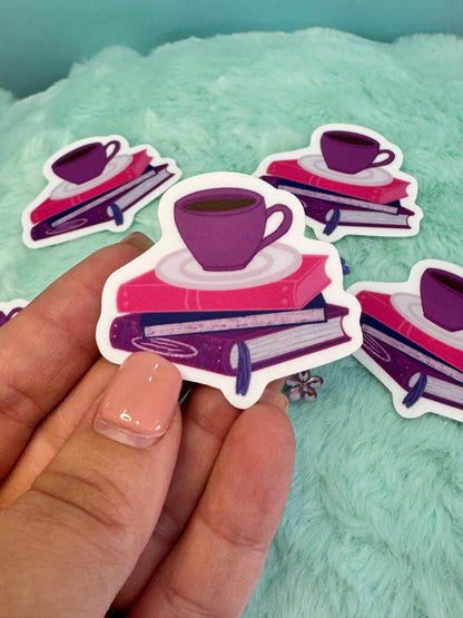 Coffee & Books Sticker | Hand-Drawn Vinyl Decal