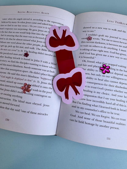 Red Bow Magnetic Bookmark