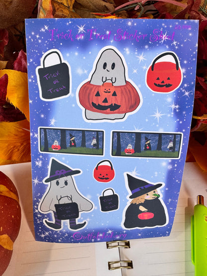 Halloween Trick-or-Treating Buddies Sticker Sheet | 9 Stickers