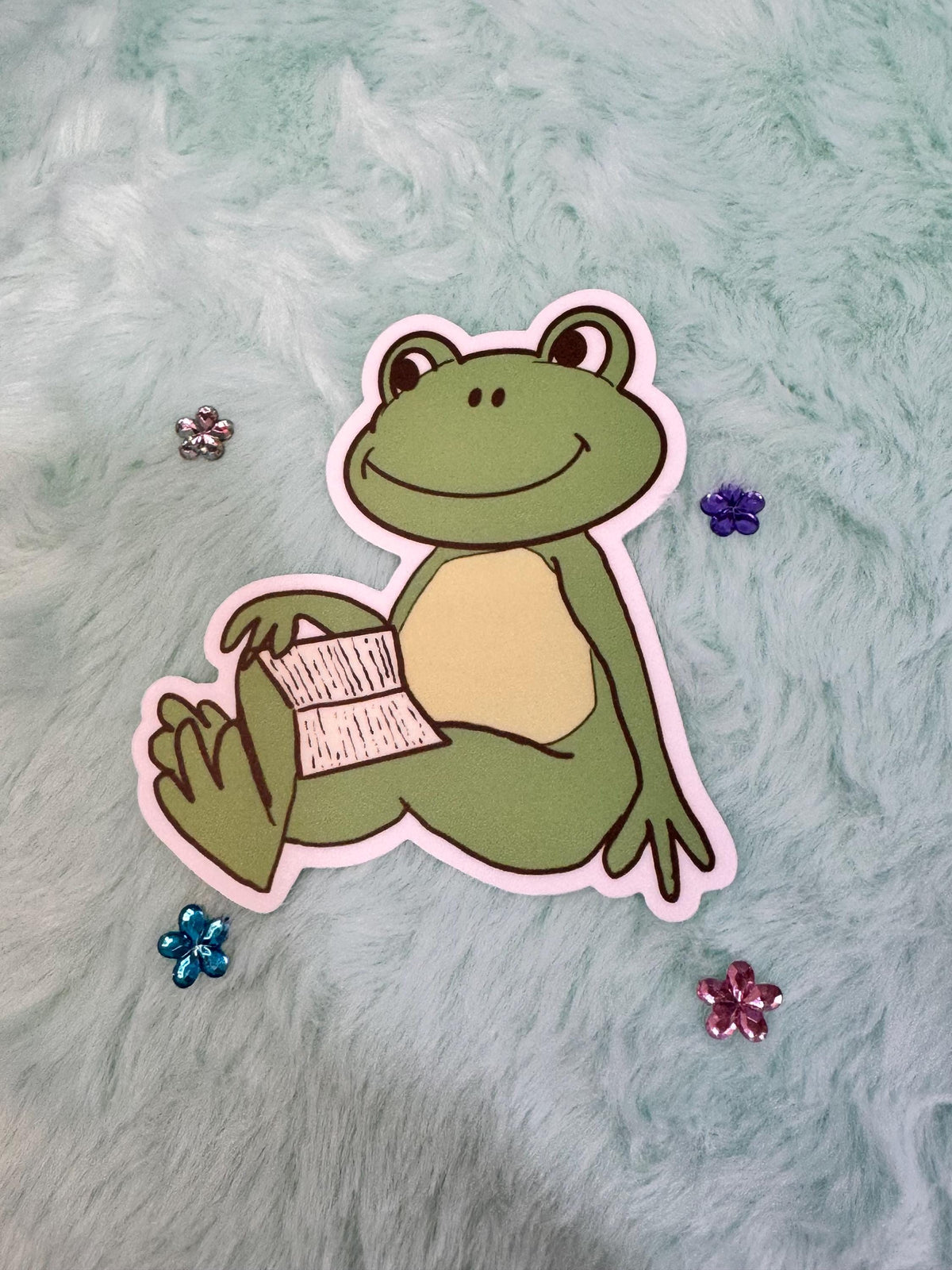 Relaxing Reading Frog Sticker | Vinyl Decal