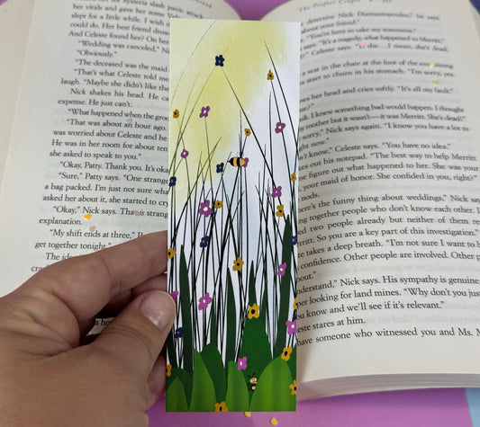Bumblebee & Wildflower Meadow Laminated Bookmark