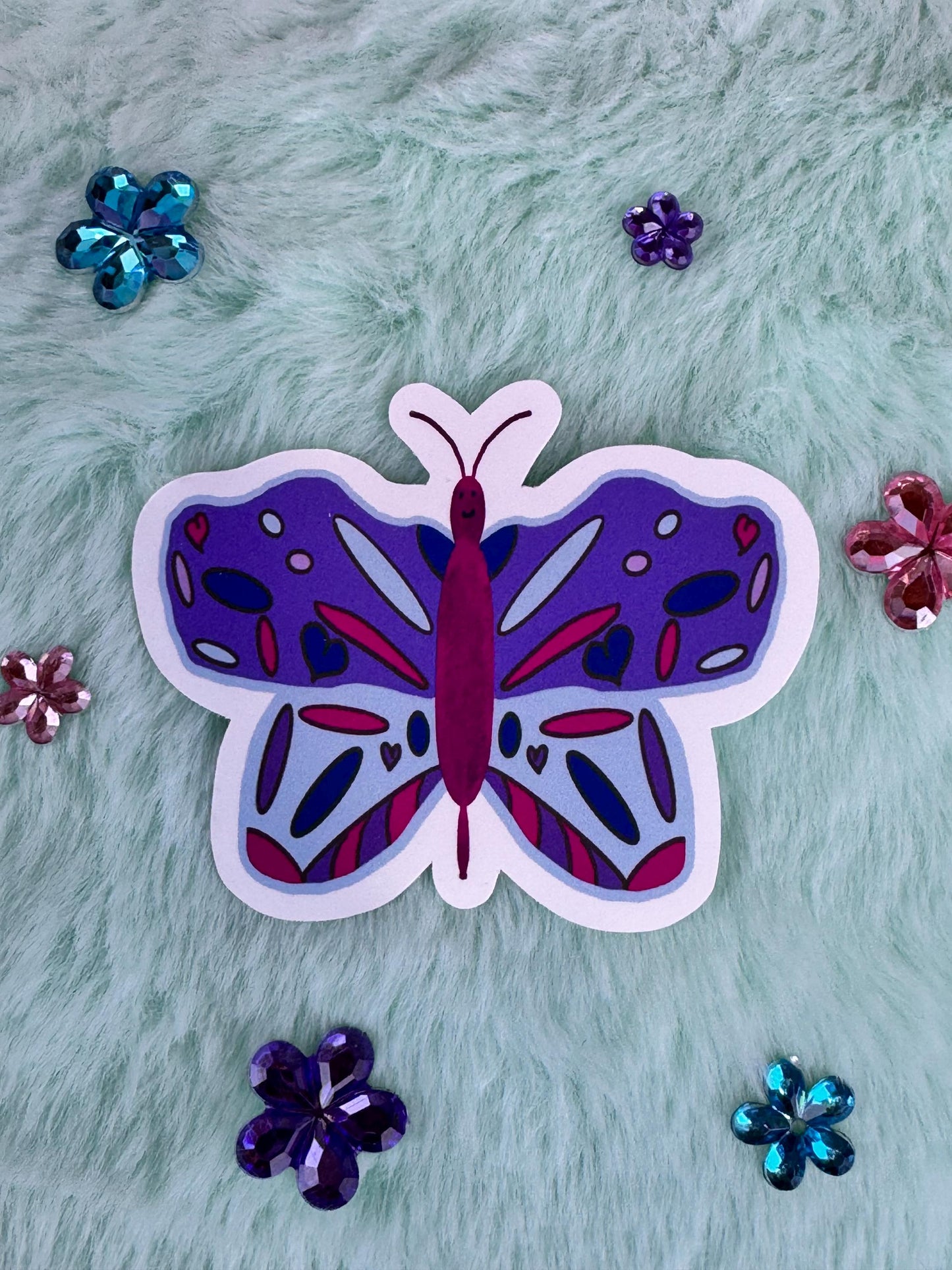 Butterfly Sticker, Hand Drawn Bug Stickers, Die Cut Vinyl Water Bottle Sticker, Matte Purple Butterfly, Water Resistant