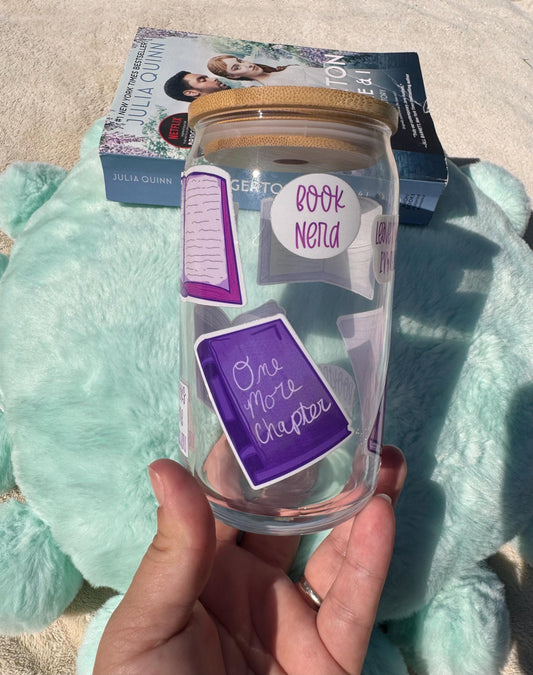 Book Lover Glass Beer Can, Cup For Readers and Book Lovers, Libby Glass Can, Iced Coffee Glass - B Grade