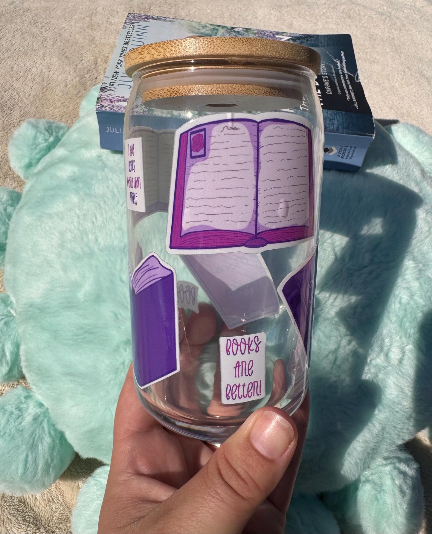 Book Lover Glass Beer Can, Cup For Readers and Book Lovers, Libby Glass Can, Iced Coffee Glass - B Grade