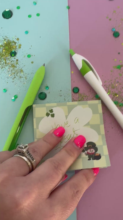 Lucky Leprechaun Sticky Notes | 3x3 Sticky Note Pad | Hand Drawn Four Leaf Clover Memo Pad | St. Patrick's Day Notes | Cute Office Supplies
